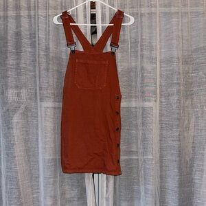 Rust Orange Free People Button-Down Overall Dress (4)